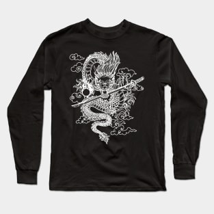 Black and White Chinese Dragon 2 Long Sleeve T-Shirt